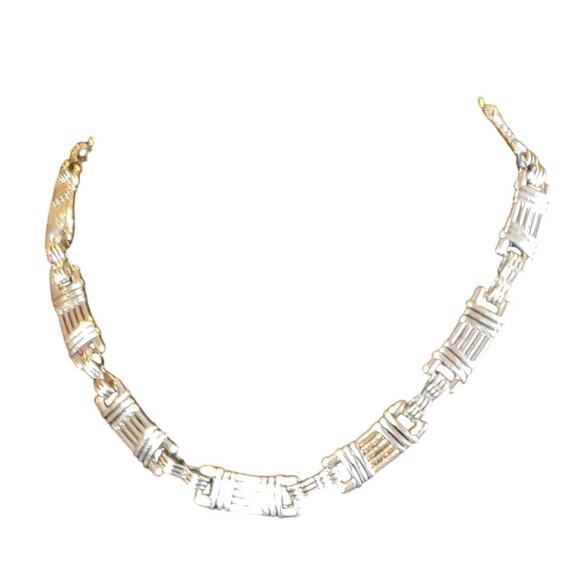 Silver link necklace‎ unusual design - Picture 1 of 3